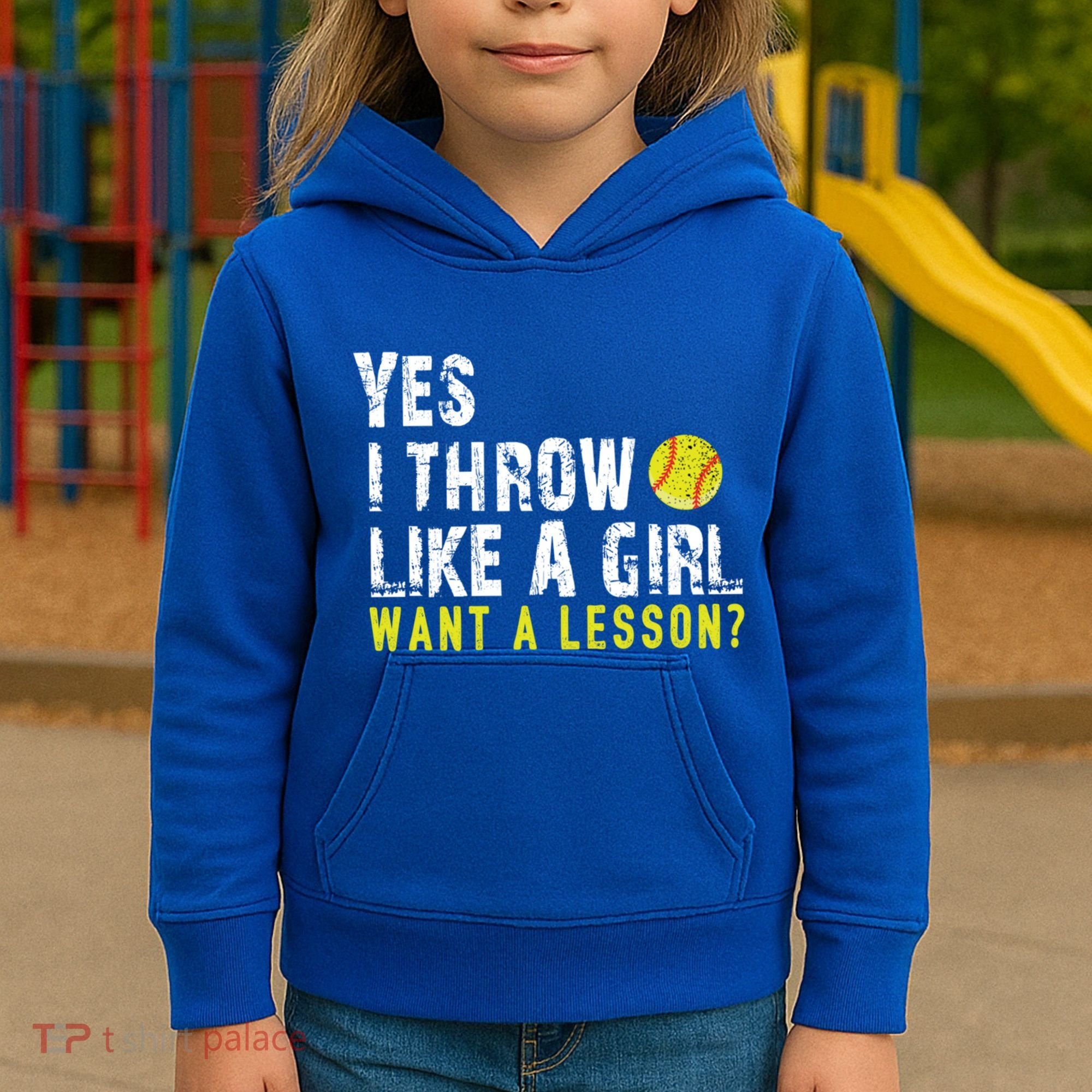 Funny Softball Gift Throw Like A Cool Gift Kids Hoodie