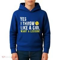 Funny Softball Gift Throw Like A Cool Gift Kids Hoodie thumb 4