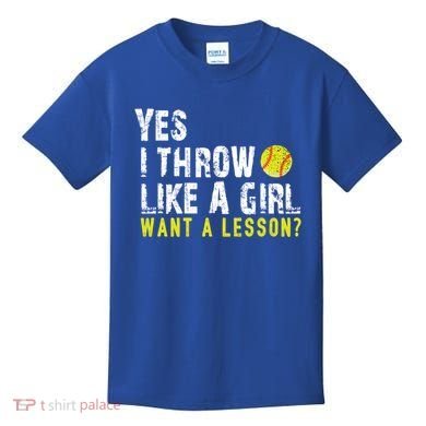 Funny Softball Gift Throw Like A Cool Gift Kids T-Shirt