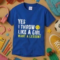 Funny Softball Gift Throw Like A Cool Gift Kids T-Shirt thumb 3