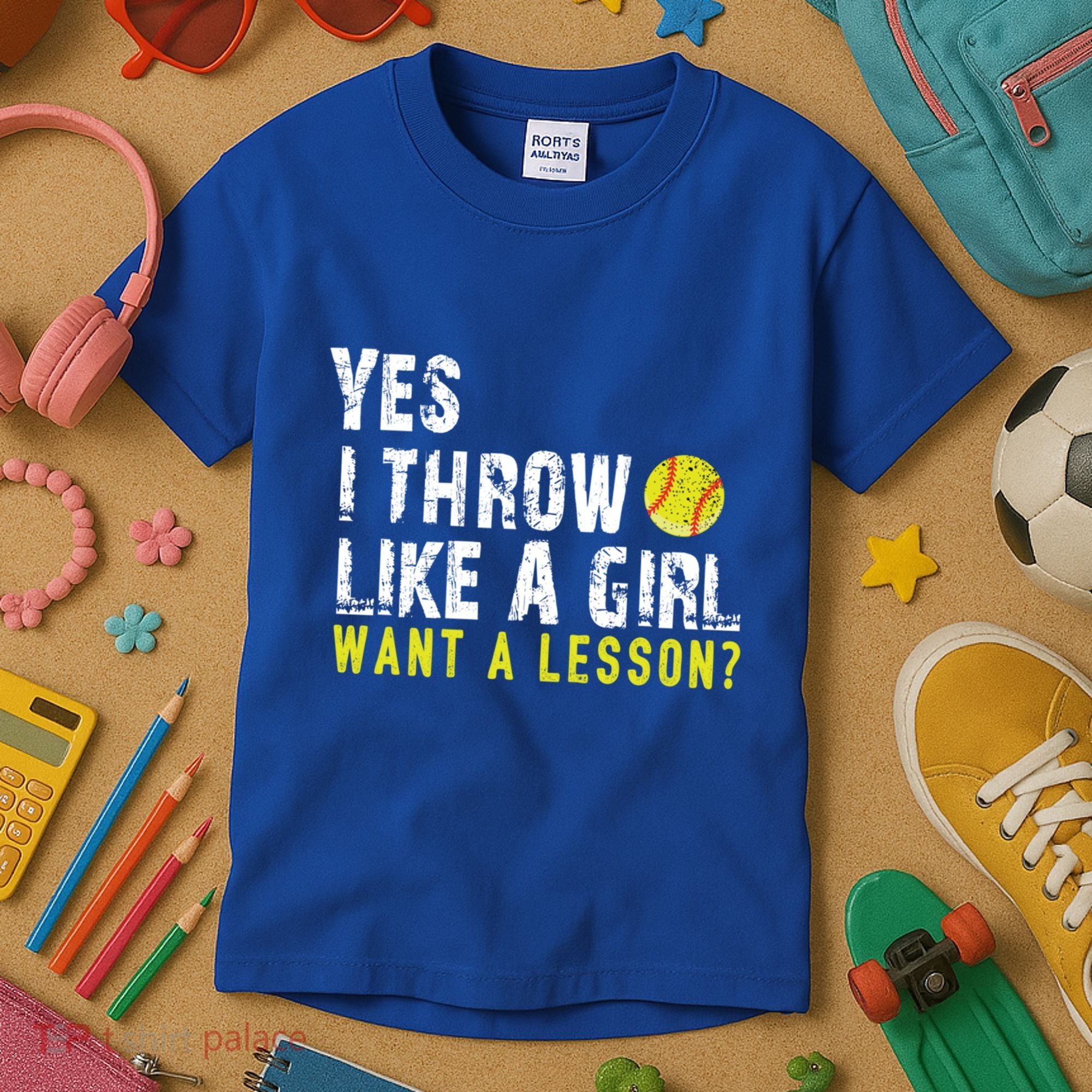 Funny Softball Gift Throw Like A Cool Gift Kids T-Shirt