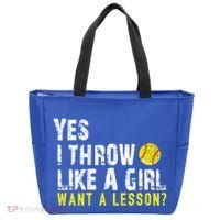 Funny Softball Gift Throw Like A Cool Gift Tote Bag thumb 0
