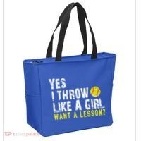 Funny Softball Gift Throw Like A Cool Gift Tote Bag thumb 2