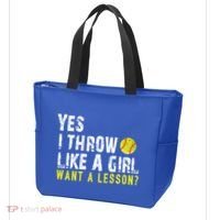 Funny Softball Gift Throw Like A Cool Gift Tote Bag thumb 3