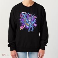 Funny Space Galaxy Astronaut Trex Dinosuar Women's Sweatshirt thumb 0