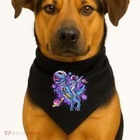 Funny Space Galaxy Astronaut Trex Dinosuar USA-Made Doggie Bandana thumb 1