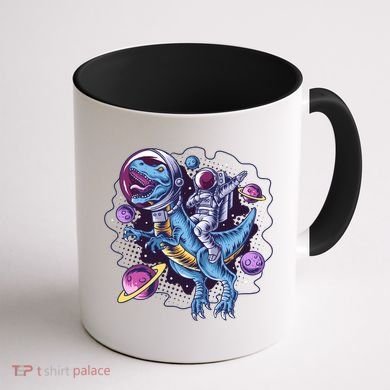 Funny Space Galaxy Astronaut Trex Dinosuar Coffee Mug back