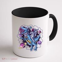 Funny Space Galaxy Astronaut Trex Dinosuar Coffee Mug thumb 1