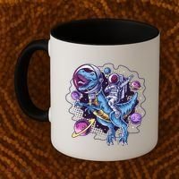 Funny Space Galaxy Astronaut Trex Dinosuar Coffee Mug thumb 2
