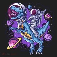 Funny Space Galaxy Astronaut Trex Dinosuar Tumbler thumb 3