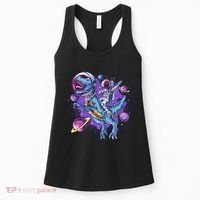 Funny Space Galaxy Astronaut Trex Dinosuar Women's Tank Top thumb 0