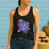Funny Space Galaxy Astronaut Trex Dinosuar Women's Tank Top thumb 2