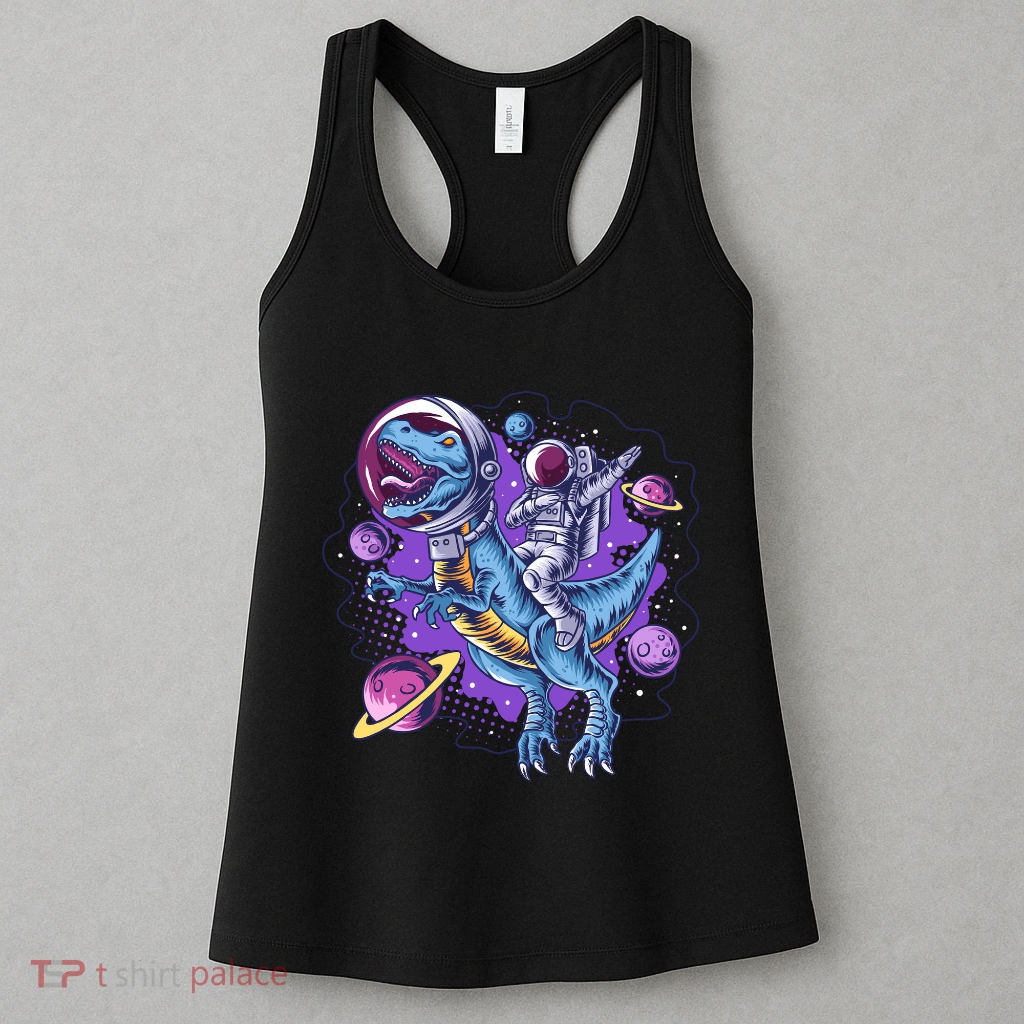 Funny Space Galaxy Astronaut Trex Dinosuar Women's Tank Top