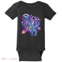 Funny Space Galaxy Astronaut Trex Dinosuar Baby Bodysuit thumb 0