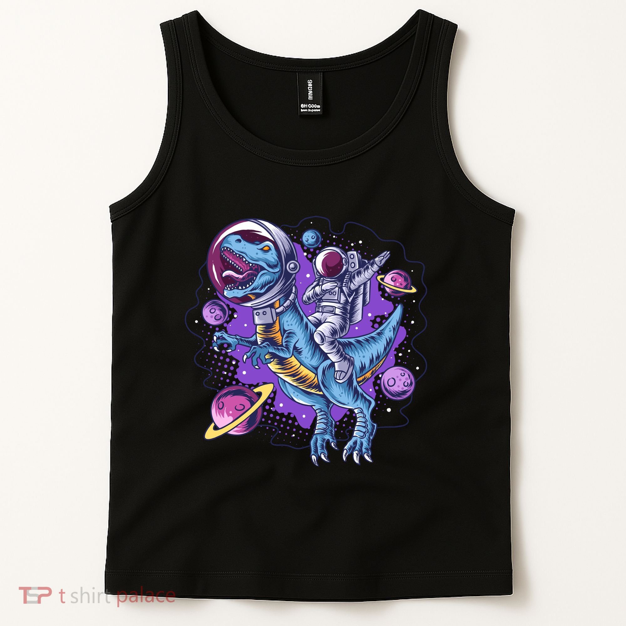 Funny Space Galaxy Astronaut Trex Dinosuar Tank Top