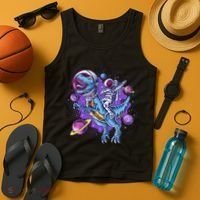 Funny Space Galaxy Astronaut Trex Dinosuar Tank Top thumb 4
