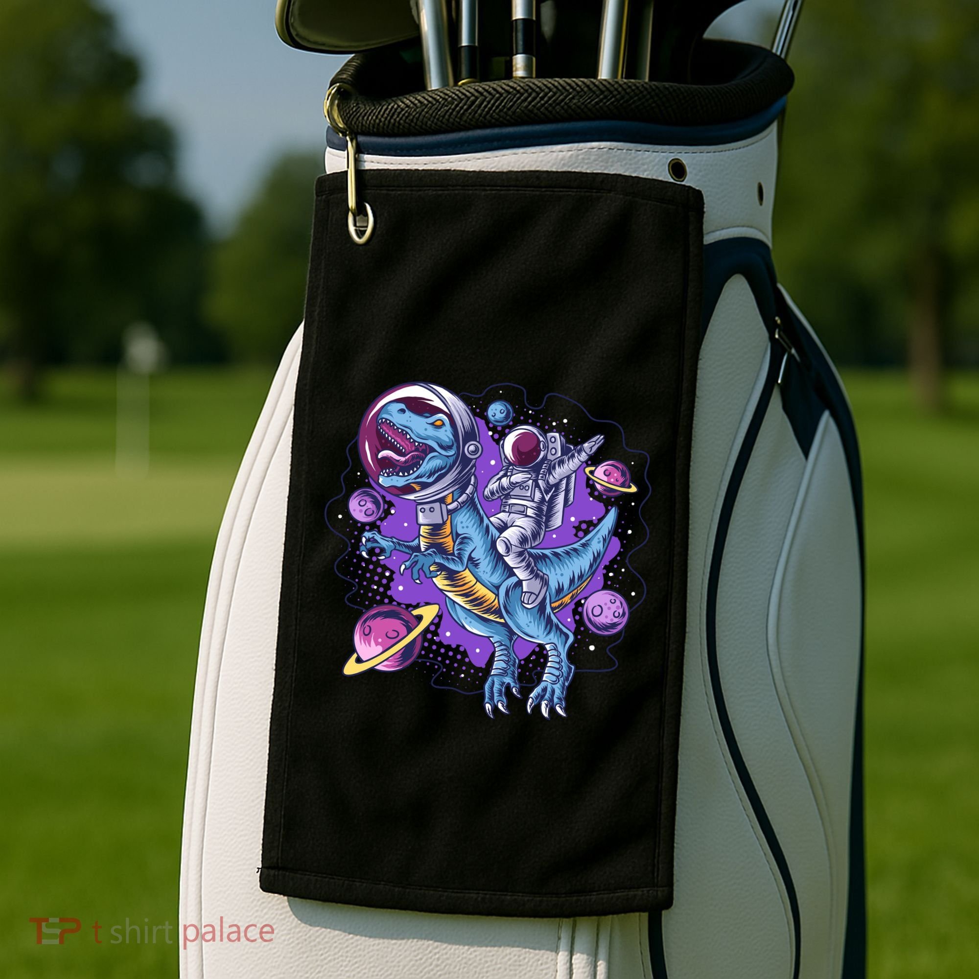 Funny Space Galaxy Astronaut Trex Dinosuar Golf Towel