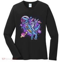 Funny Space Galaxy Astronaut Trex Dinosuar Women's Long Sleeve Shirt thumb 0