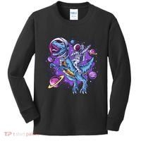 Funny Space Galaxy Astronaut Trex Dinosuar Kids Long Sleeve Shirt thumb 0