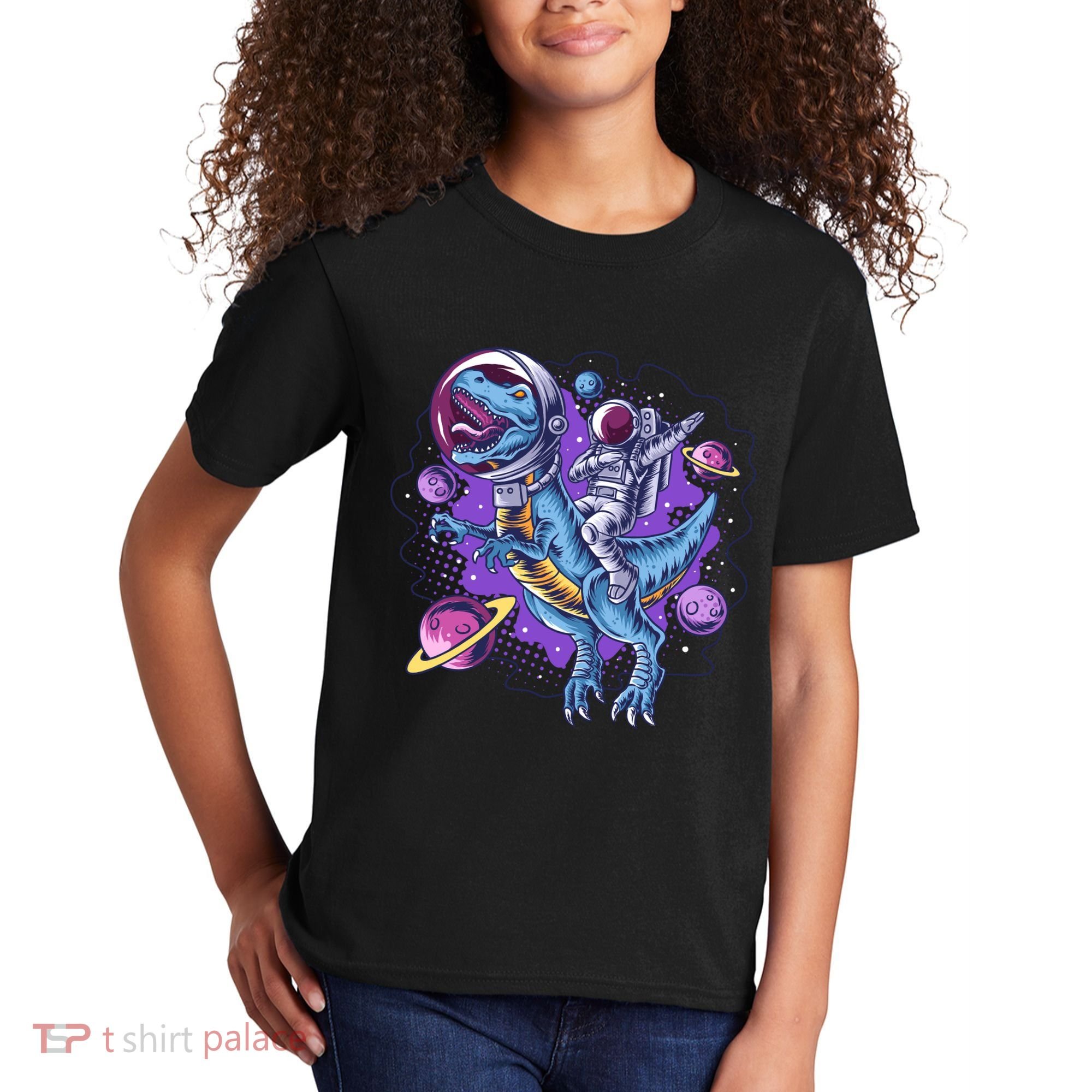 Funny Space Galaxy Astronaut Trex Dinosuar Kids T-Shirt