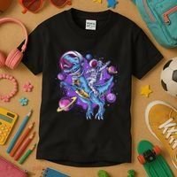 Funny Space Galaxy Astronaut Trex Dinosuar Kids T-Shirt thumb 3
