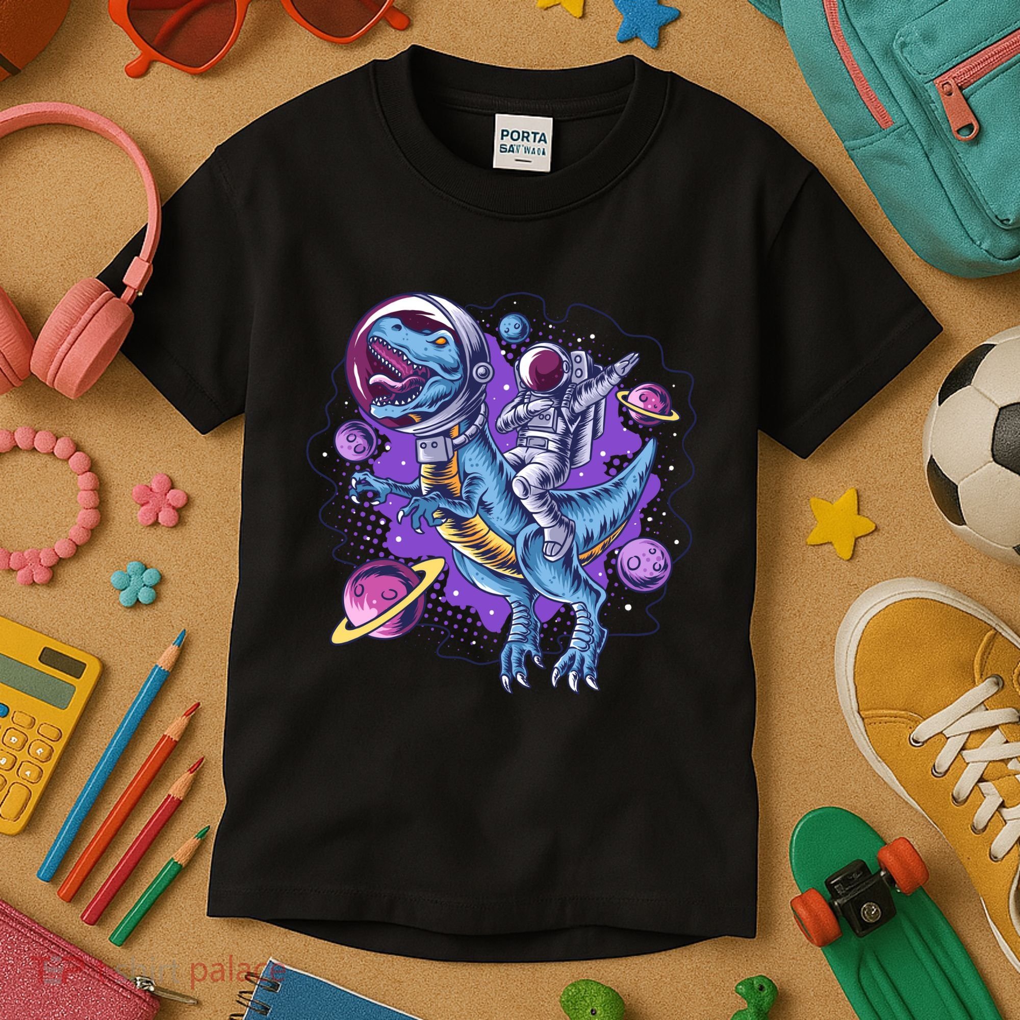 Funny Space Galaxy Astronaut Trex Dinosuar Kids T-Shirt