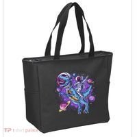 Funny Space Galaxy Astronaut Trex Dinosuar Tote Bag thumb 2