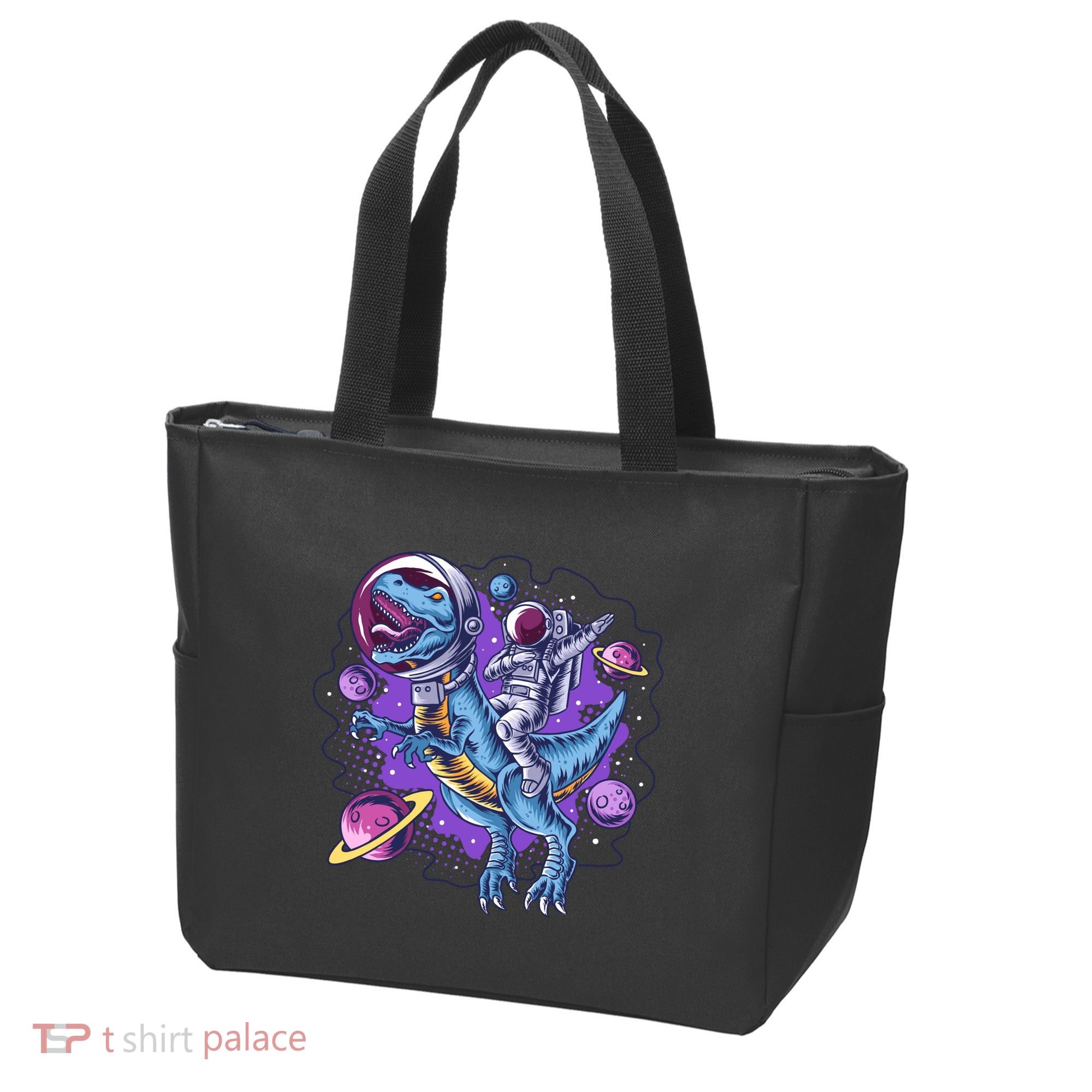 Funny Space Galaxy Astronaut Trex Dinosuar Tote Bag