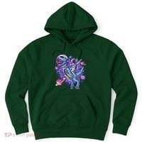 Funny Space Galaxy Astronaut Trex Dinosuar Hoodie thumb 0