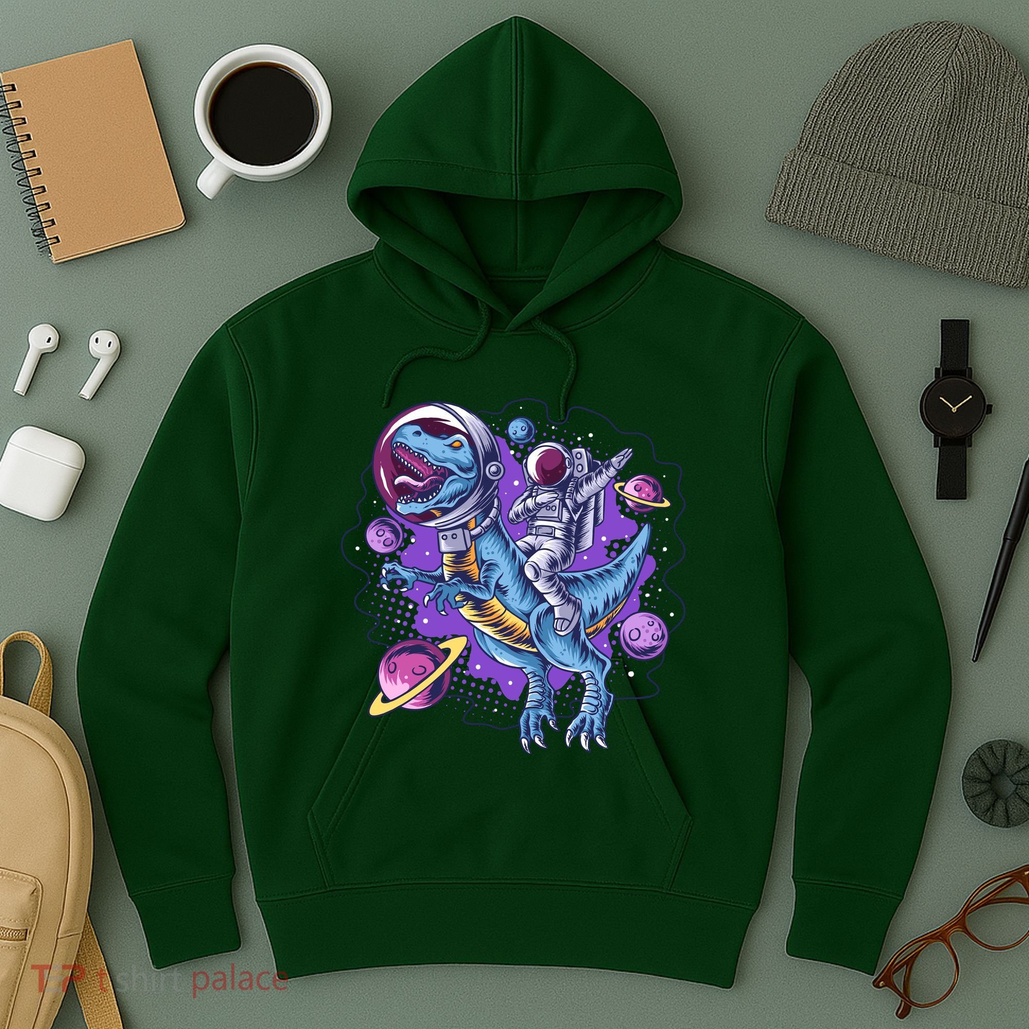 Funny Space Galaxy Astronaut Trex Dinosuar Hoodie