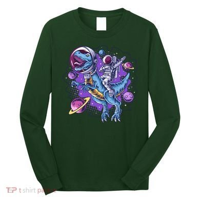 Funny Space Galaxy Astronaut Trex Dinosuar Long Sleeve Shirt