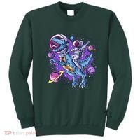 Funny Space Galaxy Astronaut Trex Dinosuar Sweatshirt thumb 0