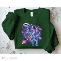 Funny Space Galaxy Astronaut Trex Dinosuar Sweatshirt thumb 2