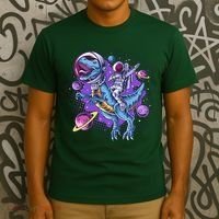 Funny Space Galaxy Astronaut Trex Dinosuar T-Shirt thumb 3