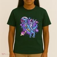 Funny Space Galaxy Astronaut Trex Dinosuar T-Shirt thumb 4