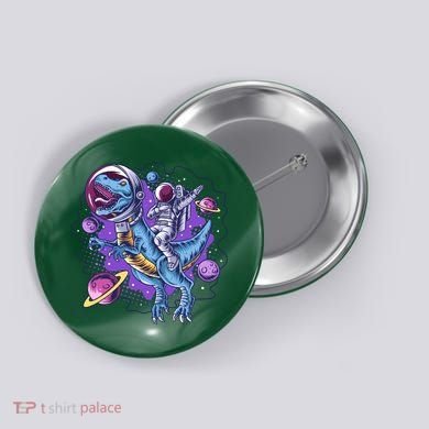 Funny Space Galaxy Astronaut Trex Dinosuar Button