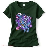 Funny Space Galaxy Astronaut Trex Dinosuar Women's T-Shirt thumb 0