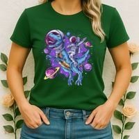 Funny Space Galaxy Astronaut Trex Dinosuar Women's T-Shirt thumb 2