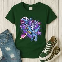 Funny Space Galaxy Astronaut Trex Dinosuar Women's T-Shirt thumb 3