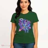Funny Space Galaxy Astronaut Trex Dinosuar Women's T-Shirt thumb 4