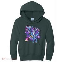 Funny Space Galaxy Astronaut Trex Dinosuar Kids Hoodie thumb 0