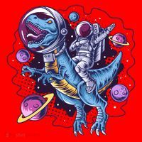 Funny Space Galaxy Astronaut Trex Dinosuar Santa Hat thumb 1