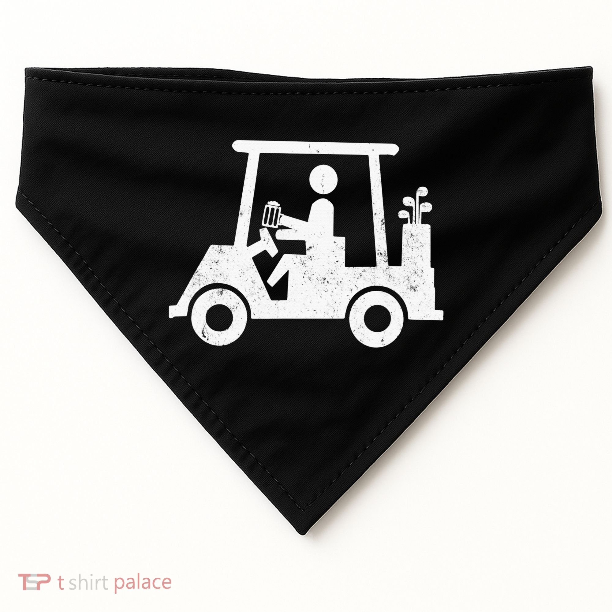 Funny Skeleton Golfer Holding A Beer in Golf Cart USA-Made Doggie Bandana
