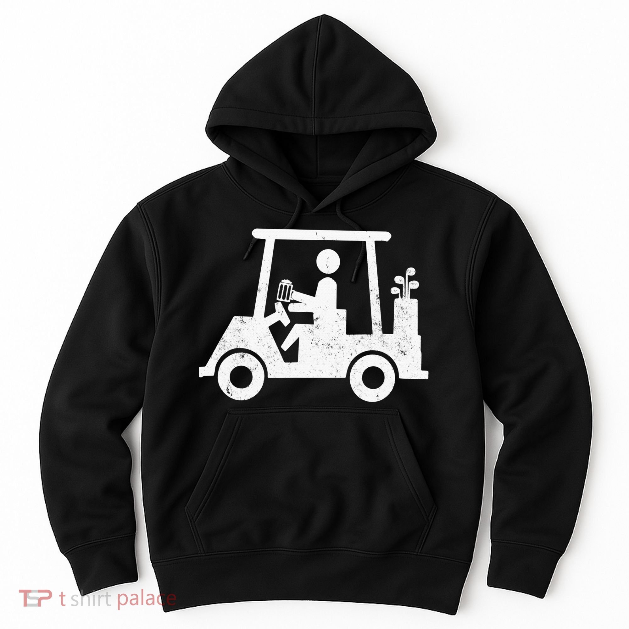 Funny Skeleton Golfer Holding A Beer in Golf Cart Hoodie