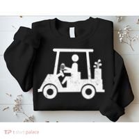 Funny Skeleton Golfer Holding A Beer in Golf Cart Sweatshirt thumb 2