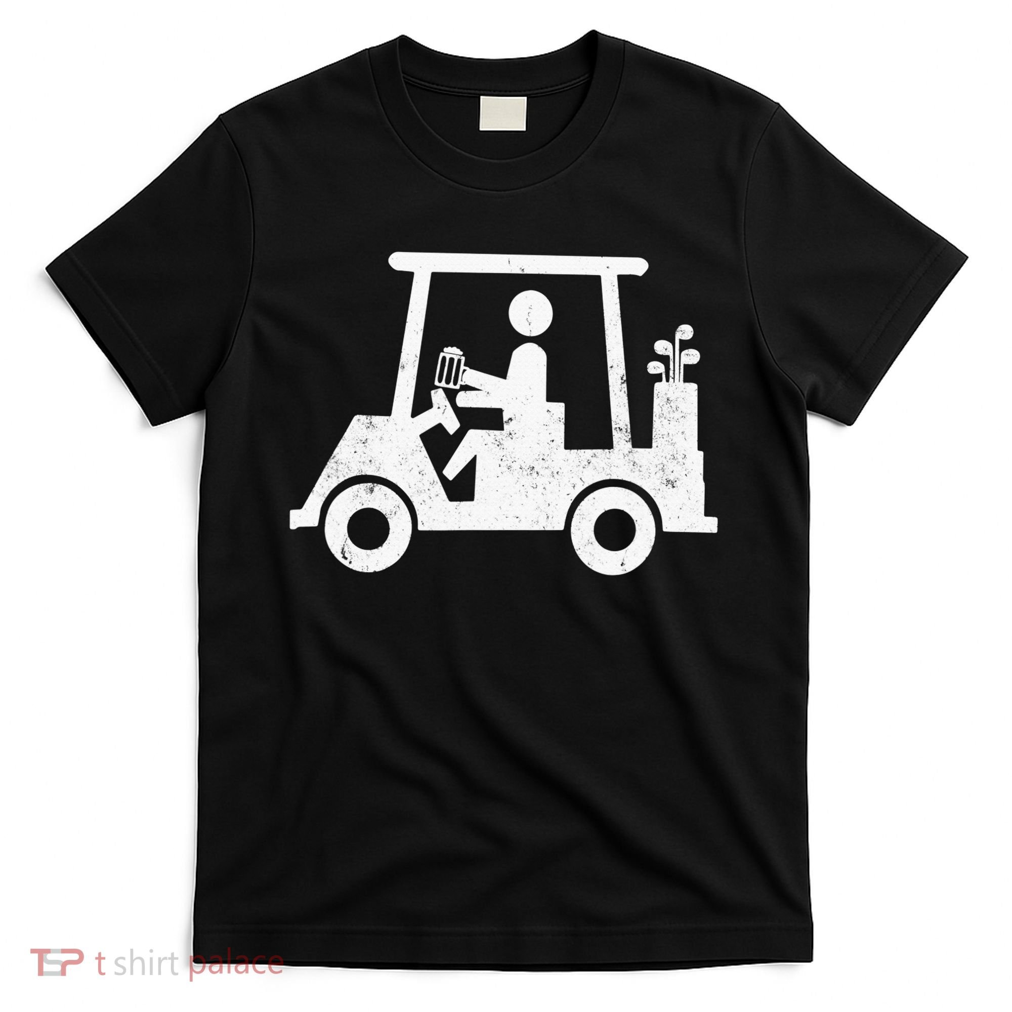 Funny Skeleton Golfer Holding A Beer in Golf Cart T-Shirt
