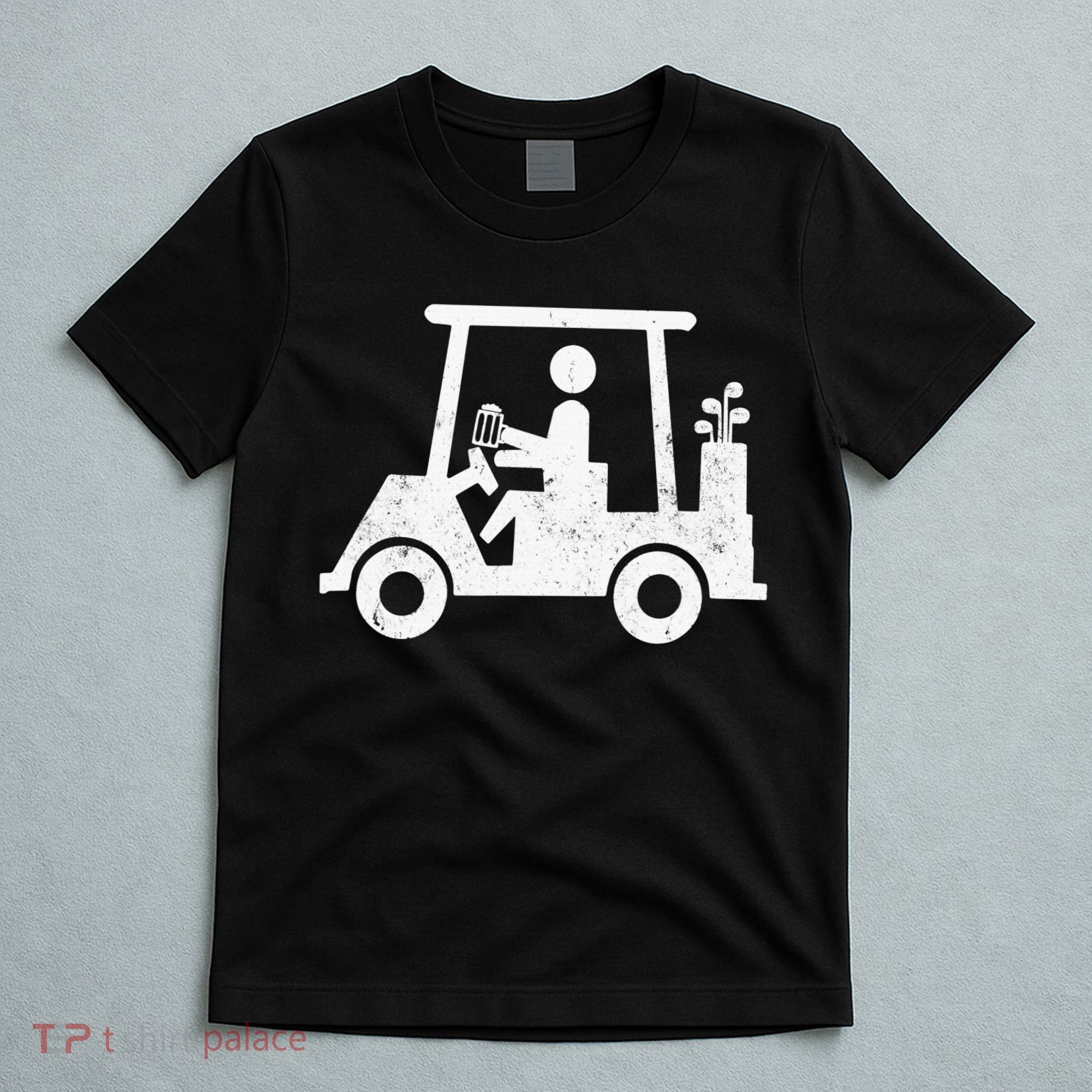 Funny Skeleton Golfer Holding A Beer in Golf Cart T-Shirt