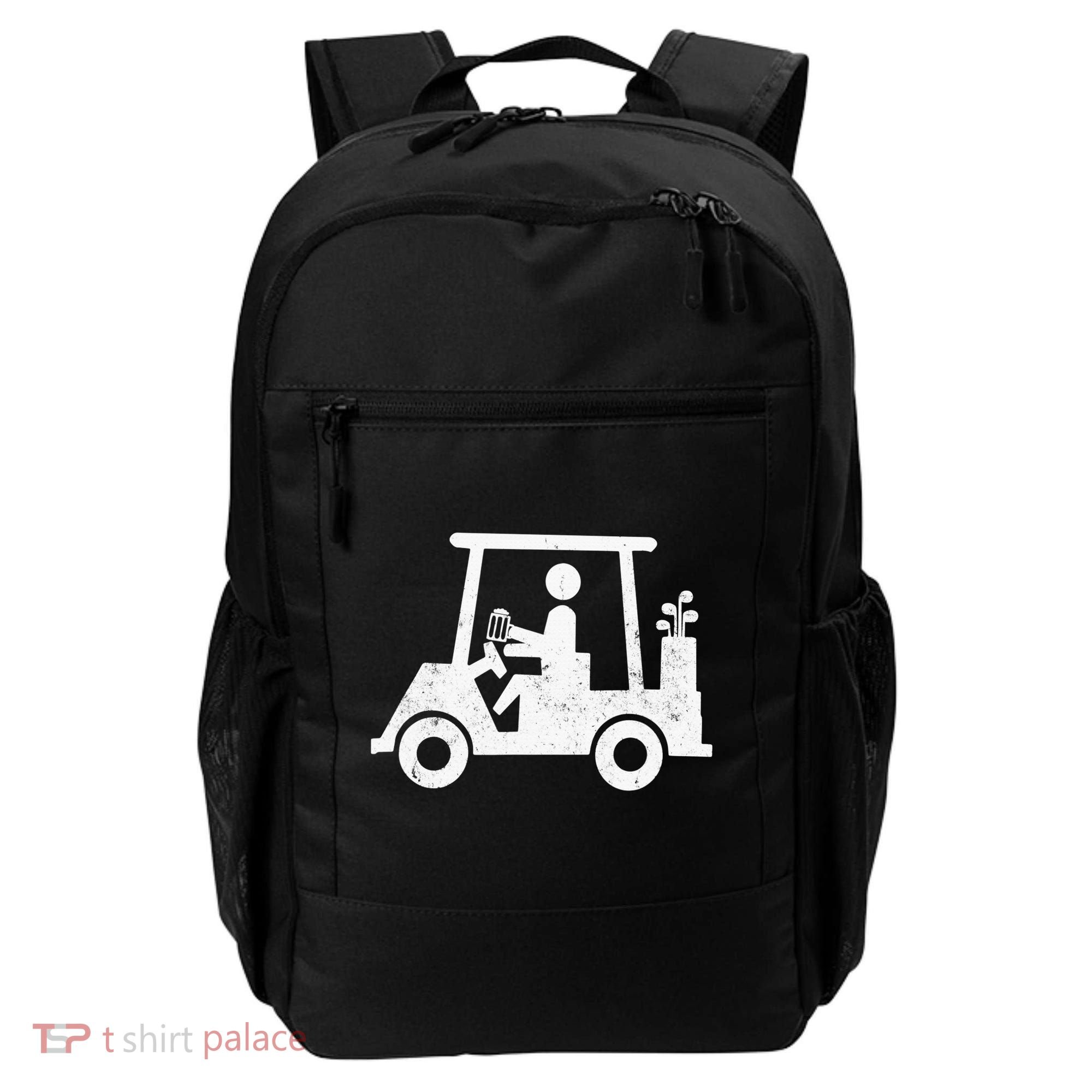 Funny Skeleton Golfer Holding A Beer in Golf Cart Backpack