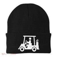 Funny Skeleton Golfer Holding A Beer in Golf Cart Beanie thumb 0