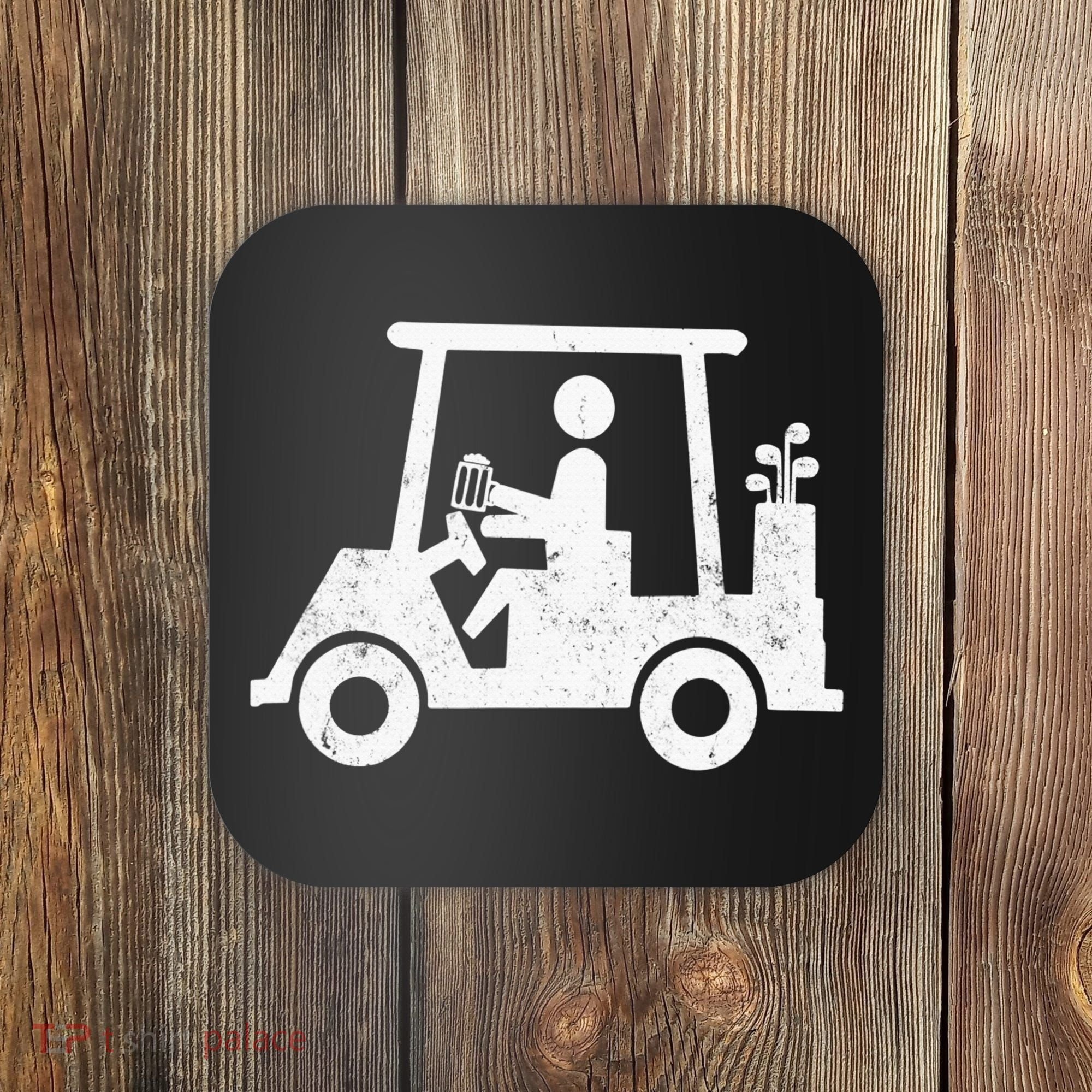 Funny Skeleton Golfer Holding A Beer in Golf Cart Coaster